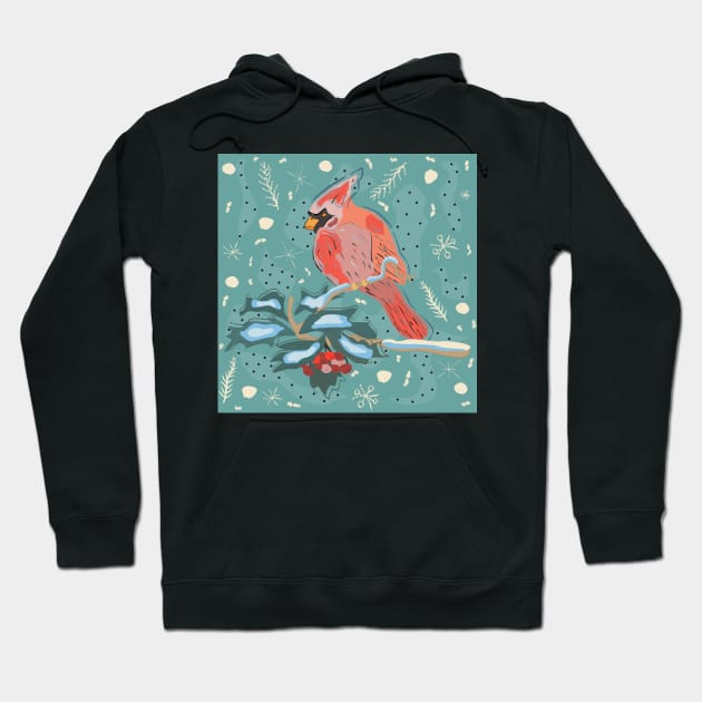 Red Cardinal Hoodie by Kristina Stellar Scandinavian Land